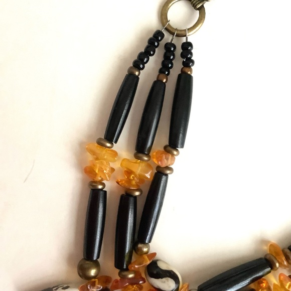 Amber, hairpipe and jasper handmade choker boho festival necklace - Picture 2 of 4